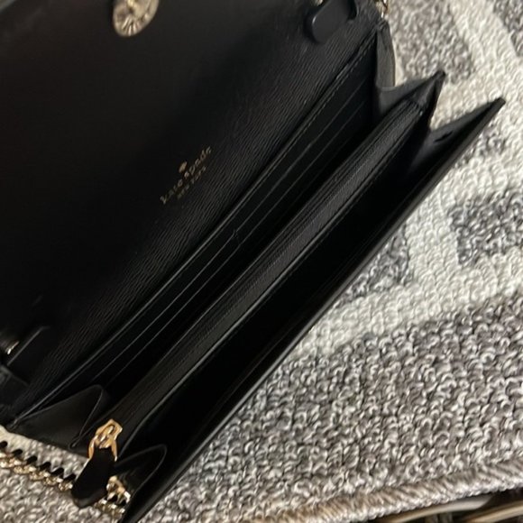 Kate Spade Chain Wallet Crossbody Clutch Black - Picture 8 of 14